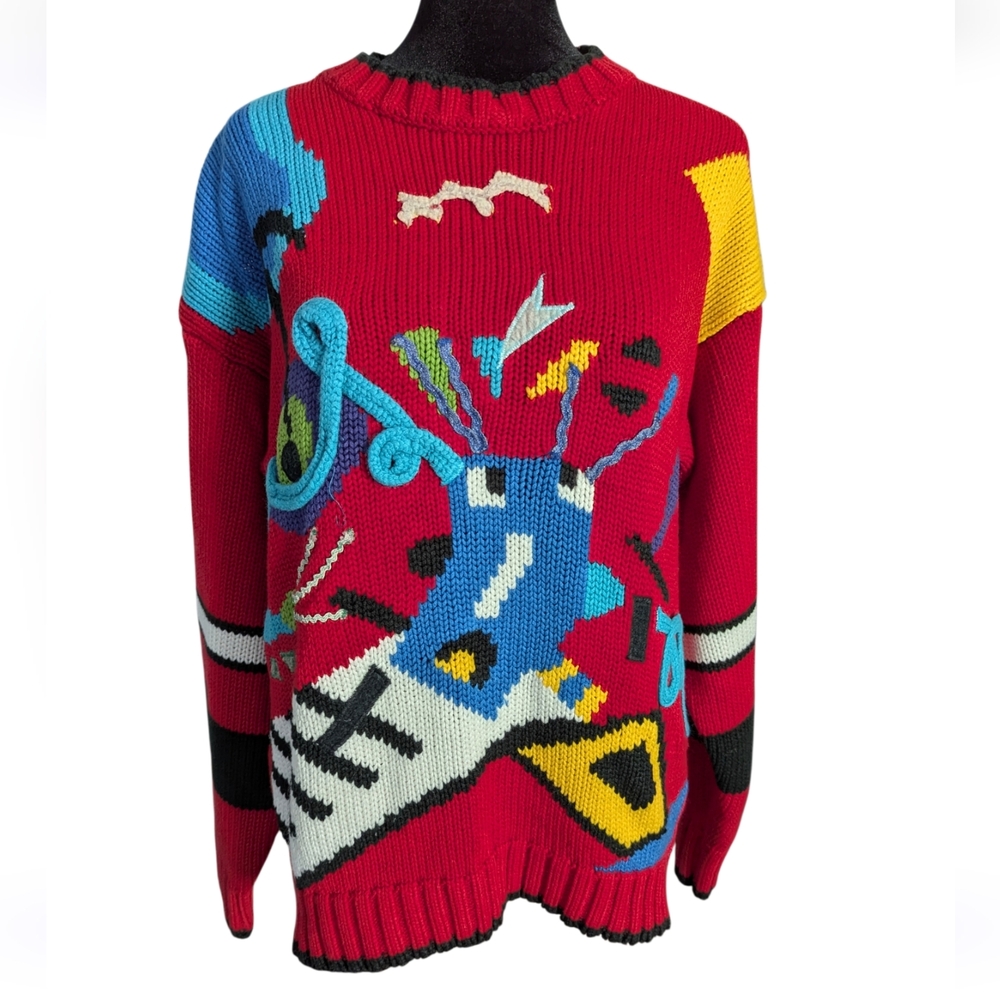 Vintage 1980s Radishes & Roses Abstract Women's Sweater